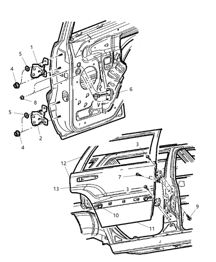 1999 Jeep Grand Cherokee Lower Hinge Nut Diagram for 6102034AA