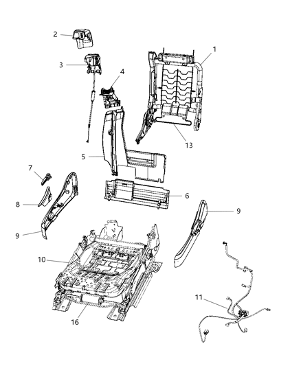 2007 Chrysler Sebring Front Seat Adjuster, Frames & Shields Diagram 4 - Thumbnail