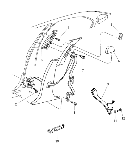 1998 Dodge Stratus Seat Belt Assembly, Front Inner Diagram for PP811JKAB