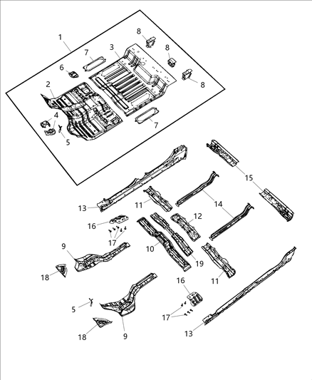 2021 Ram 1500 Front Floor Pan Diagram for 68276709AB