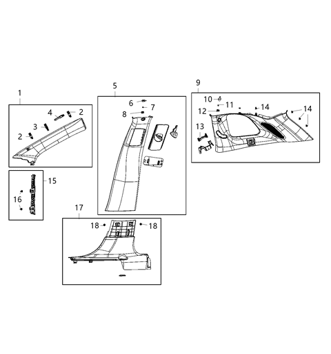 2021 Jeep Cherokee Interior Moldings And Pillars Diagram