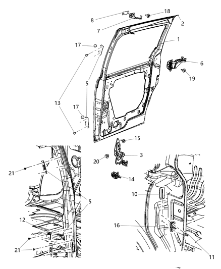 2018 Dodge Grand Caravan Hinge, Center Driver Side Diagram for 5020673AG