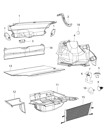 2019 Dodge Charger Rear Panel Trim Diagram for 5PQ16DX9AB