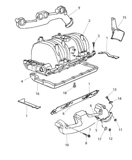1997 Dodge Dakota Manifolds - Intake & Exhaust Diagram 3 - Thumbnail