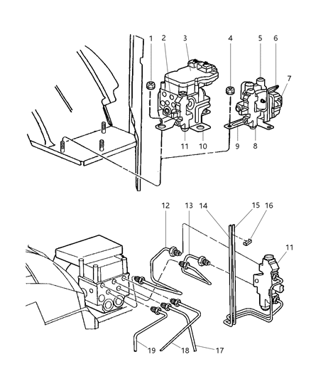 2001 Dodge Ram Van Control Unit Anti-Lock Brake Diagram for 52010469AD