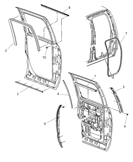 2008 Dodge Ram 4500 Weatherstrips - Rear Door Diagram