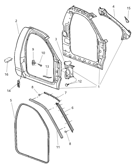 2007 Dodge Ram 3500 Pickup Aperture Panel Bodyside Diagram 1 - Thumbnail