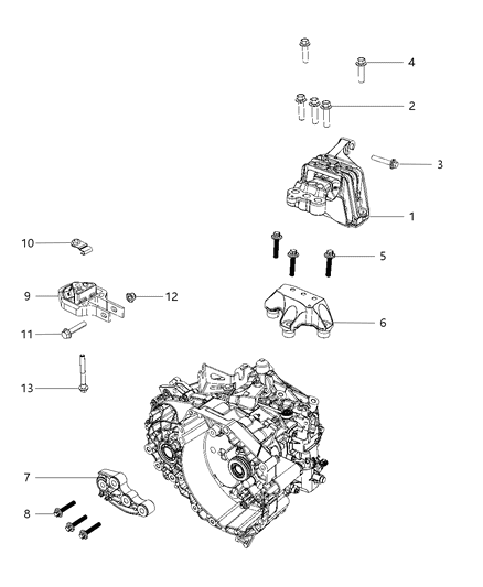 2013 Dodge Dart Bracket Engine Mount Diagram for 68081497AC