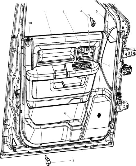 2012 Ram 3500 Pickup Front Door Trim Panel Diagram