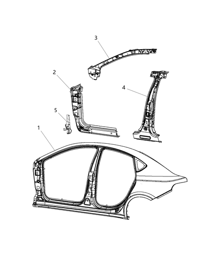 2014 Dodge Dart Hinge Pillar Reinforcement, Front Lower Passenger Side Diagram for 68080972AF