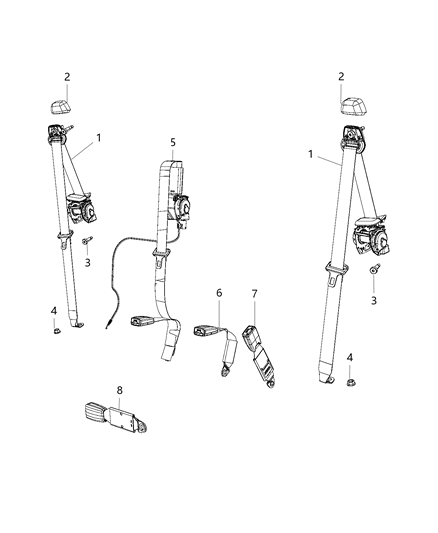 2016 Jeep Wrangler Rear Seat Belts Diagram 2 - Thumbnail