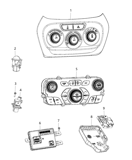 2017 Chrysler 200 Center Stack Vehicle Feature Controls Diagram for 68275367AA