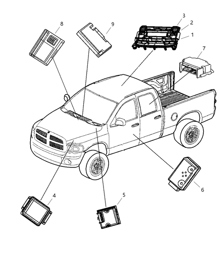 2007 Dodge Ram 3500 Receiver Control Module Diagram for 5026220AE