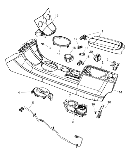 2007 Chrysler Sebring Bezel Console Shifter Diagram for YP17DSFAC
