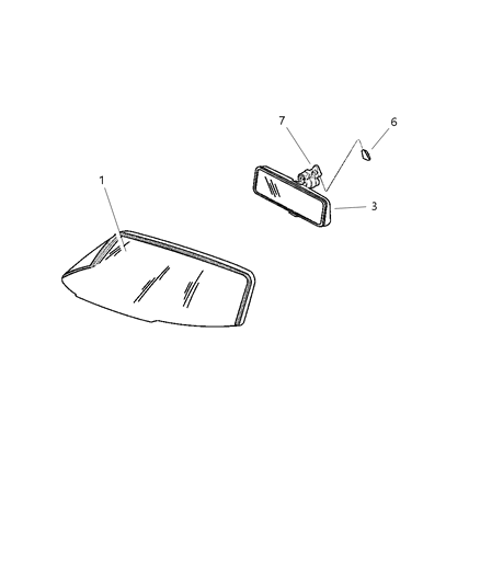 2004 Dodge Viper Glass - Windshield Frame & Mirror Diagram