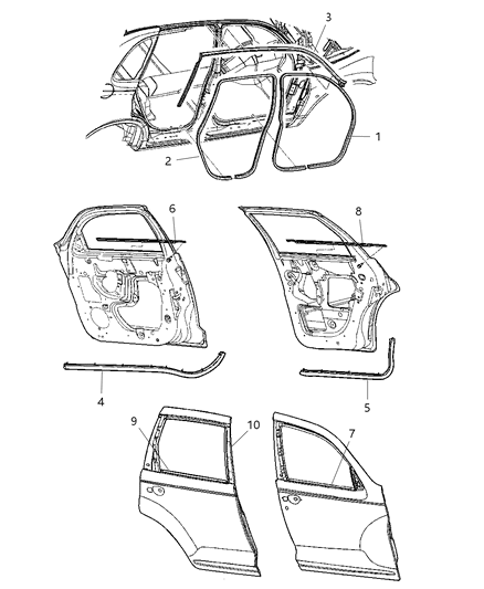 2001 Chrysler PT Cruiser Weatherstrip Front Door Opening Diagram for TM63WL8AB