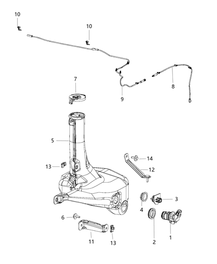 2011 Dodge Charger Bracket Washer Reservoir Lower Diagram for 68125523AA