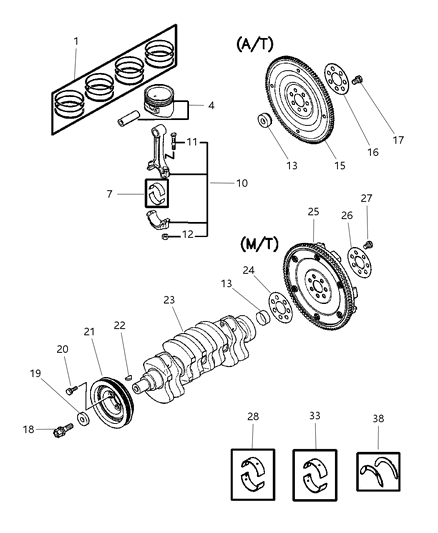 2005 Chrysler Sebring Ring Package Piston 0.50Mm Oversize Complete Engine Diagram for MD195830