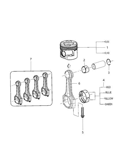 2016 Jeep Wrangler Pistons , Piston Rings , Connecting Rods & Connecting Rod Bearing Diagram 1 - Thumbnail