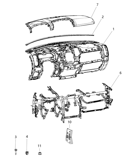2019 Ram 1500 New Style Instrument Panel & Structure Diagram