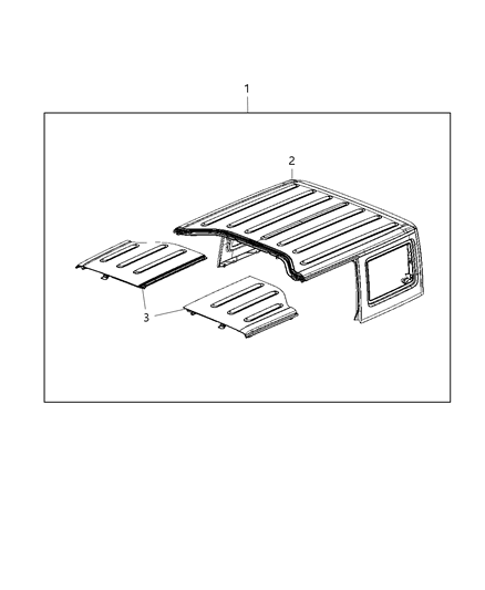 2018 Jeep Wrangler JK (Previous-generation) Hard Top Kit, 4 Door Diagram