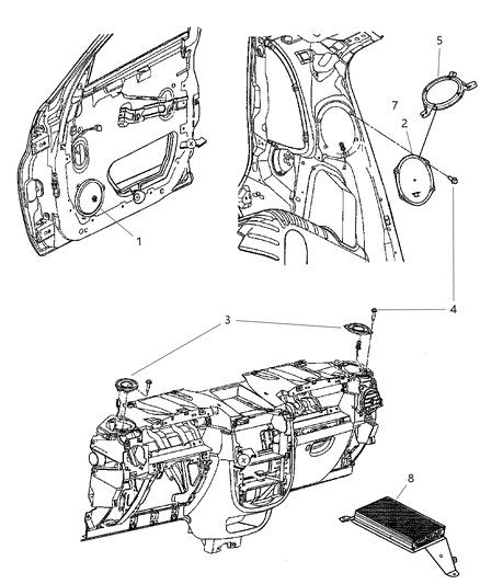 2005 Chrysler PT Cruiser Speaker Rear 6X9 Diagram for 4672453AA