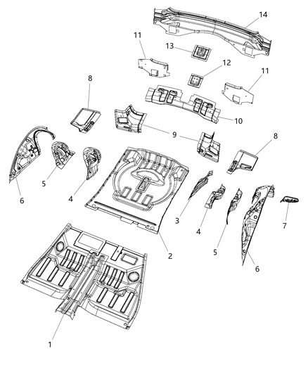 2013 Jeep Grand Cherokee Rear Floor Pan Diagram