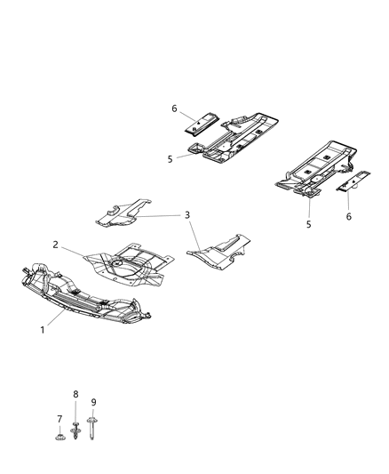 2013 Dodge Charger Belly Pan Front Diagram for 4806074AH