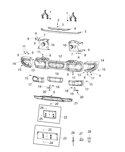 2021 Jeep Wrangler Bumper, Front Diagram 4 - Thumbnail