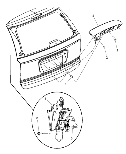 2002 Dodge Caravan Liftgate Panel Attaching Parts Diagram 1 - Thumbnail