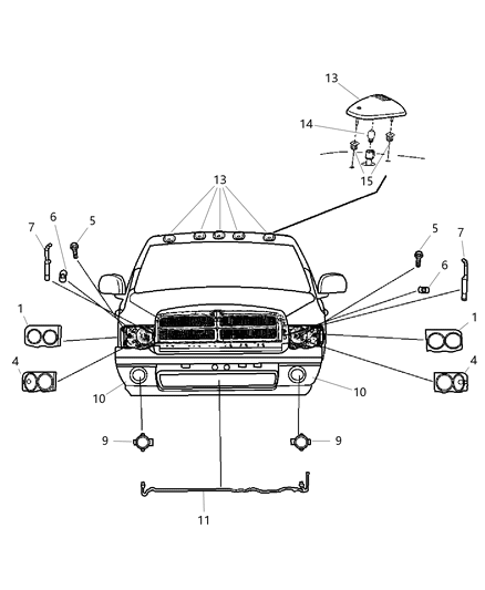 2005 Dodge Ram 3500 Lamp And Bracket Fog Lamp Diagram for 55077474AB
