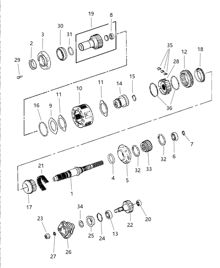 1997 Dodge Ram 3500 Gear Train of Transfer Case Model Diagram 1 - Thumbnail