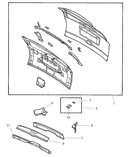 2005 Chrysler Town & Country Hinge Diagram for 5020513AB