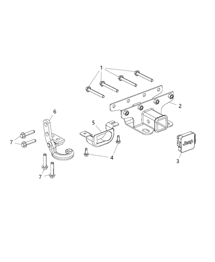 2020 Jeep Wrangler Tow Hooks & Hitches, Rear Diagram
