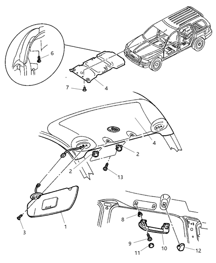 1999 Dodge Durango Bezel Diagram for 5GA46TL2AD
