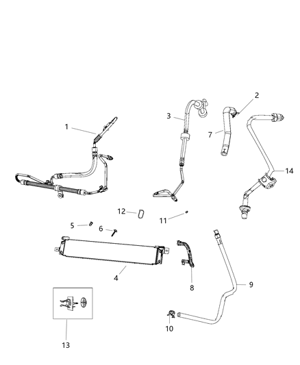 2011 Jeep Grand Cherokee Hose Power Steering Return Power Steering Reservoir To Pump Diagram for 5154410AA