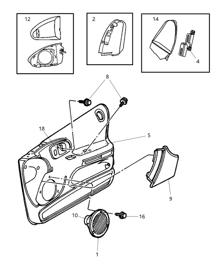 2003 Dodge Intrepid Front Driver Speaker Diagram for 56038410AC