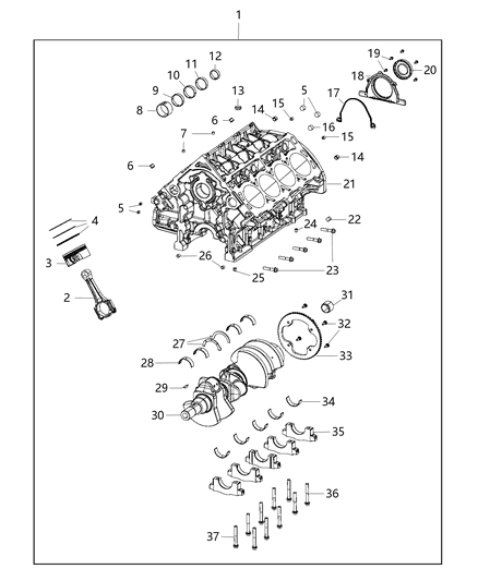 2019 Ram 1500 New Style Engine Cylinder Block And Hardware Diagram 1 - Thumbnail