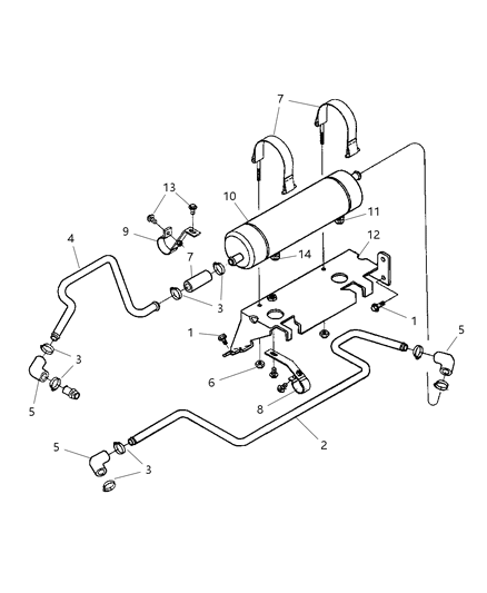 2002 Dodge Ram 2500 Quad & Club Cab Transmission Oil Cooler & Lines Diagram 1 - Thumbnail