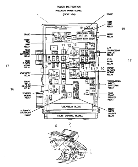 2007 Chrysler Town & Country Fuse & Relay Box Diagram for 5102969AC