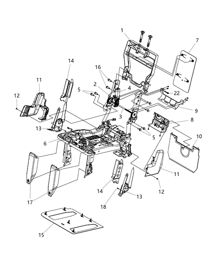 2016 Dodge Grand Caravan Seat Frame, Rear Passenger Side Diagram for 68141062AB