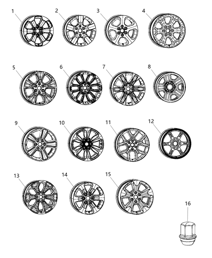 2020 Ram 1500 New Style Wheels & Hardware Diagram