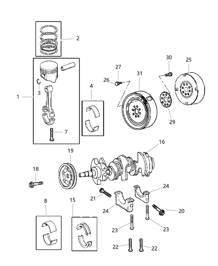 2006 Dodge Magnum Crankshaft , Piston & Torque Converter Diagram 2 - Thumbnail