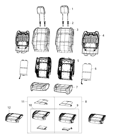 2020 Jeep Wrangler Front Seat, Bucket Diagram 5 - Thumbnail
