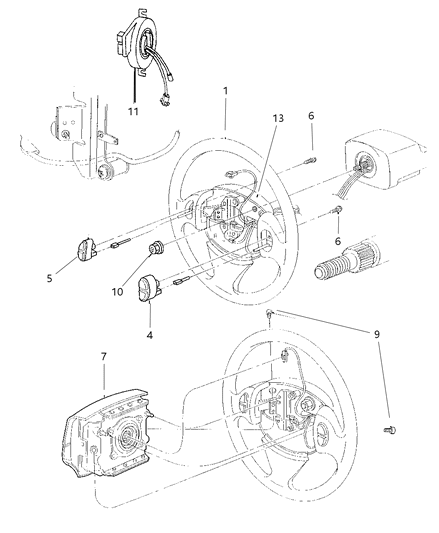 1998 Chrysler Cirrus Inflator Module, Driver Side Diagram for PH40RC8AC