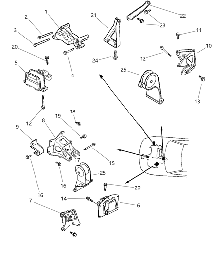1997 Chrysler Cirrus Engine Mounts Diagram 3 - Thumbnail