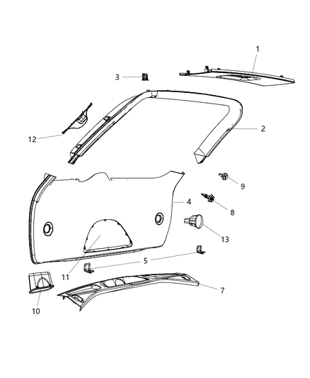 2013 Jeep Grand Cherokee Lamp Cargo Part Serviced With #4 Diagram for 5023881AD