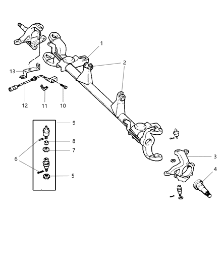 2000 Jeep Grand Cherokee Axle Assembly, Front Diagram for 5012433AA