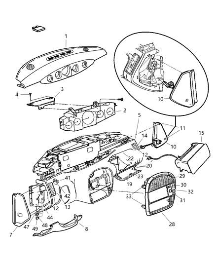 2002 Chrysler Prowler Mini Fuse, Red, Rear Diagram for ATM10