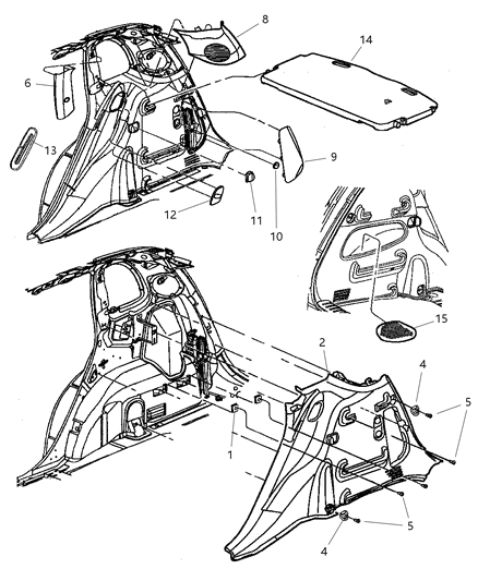 2002 Chrysler PT Cruiser Loop Cargo Tie Down Diagram for 5023205AA